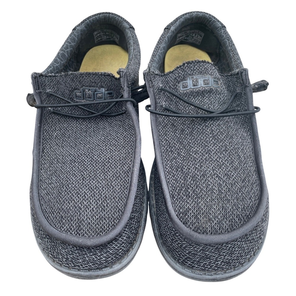 Hey Dude Wally Sox Micro Mens 12 Grey Black Knit Slip On Loafers Casual